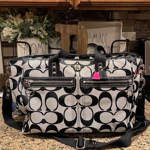 Black & Grey Coach Diaper Bag